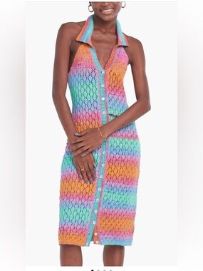 Capittana Cielo Multicolor Crochet halter cover up